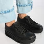 Brighton platform Shoes with lace BLACK