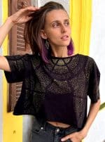 DOTMANDALA CROP TOP BLACK
