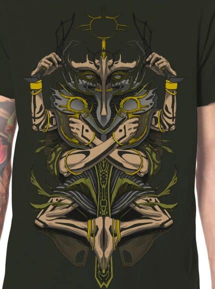 Darian Dark Khaki – men's trippy psytrance t-shirt | Plazmalab