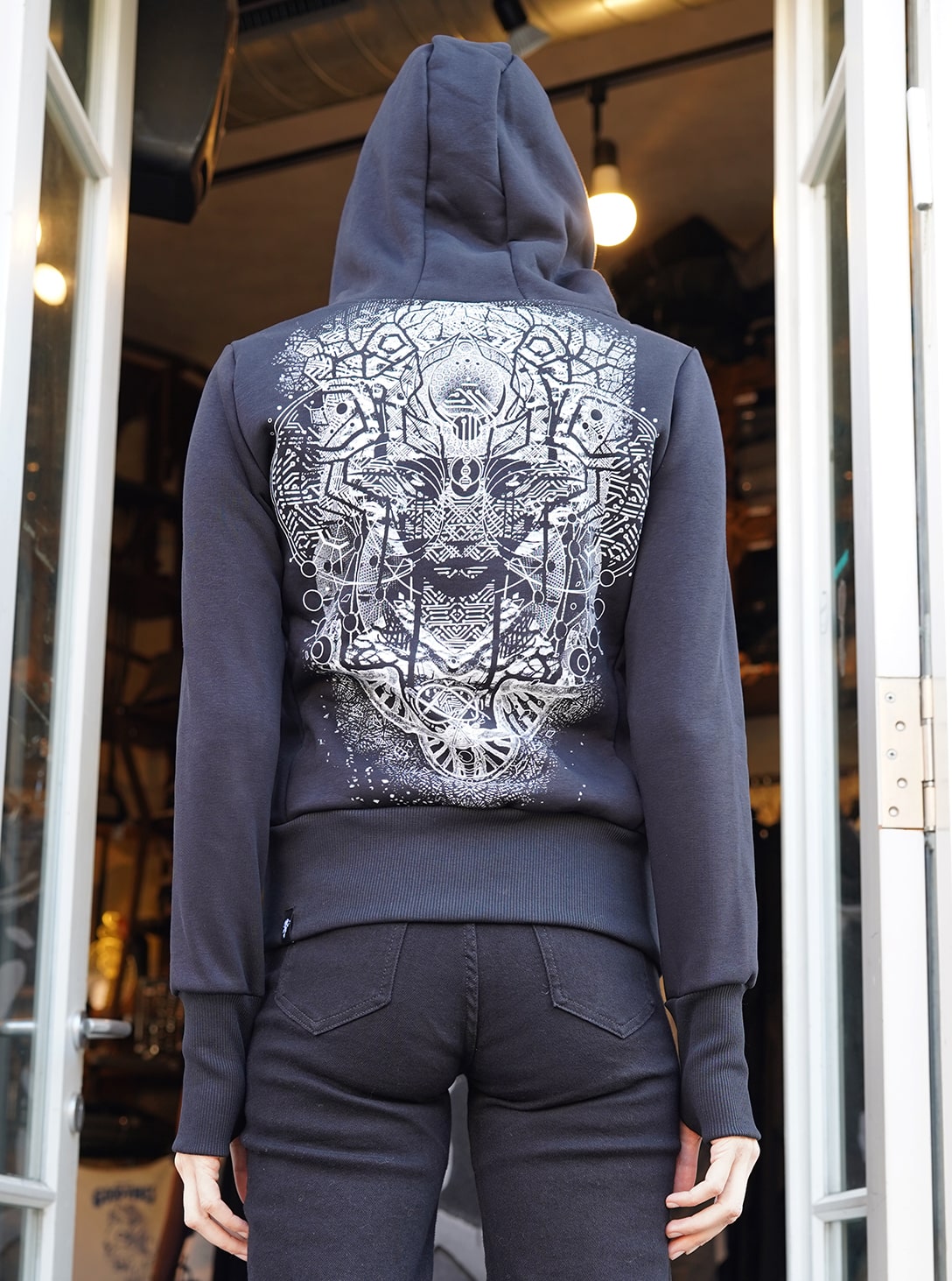 DIGITAL-NATURE-7 Digital Nature Black Hoodie - Image 1