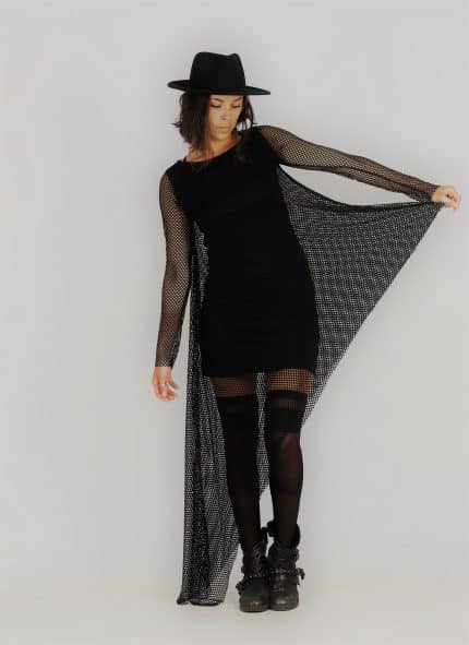 hippie winter dress black – rave dress women | Plazmalab