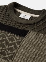AKSUNE MEN PATCHWORK KNIT - Forest night