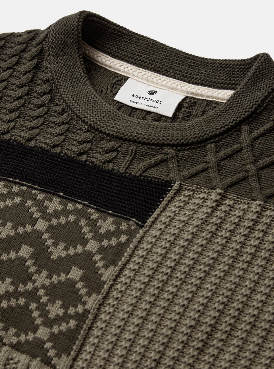 FOREST NIGHT_0001_Anerkjendt_Fall-Winter-2025-Anerkjendt_4084_902034_3 AKSUNE MEN PATCHWORK KNIT - Forest night - Image 1