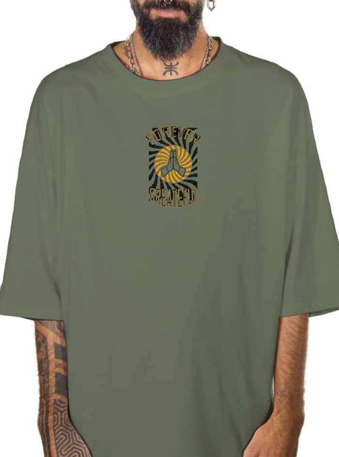 FOREVER GRATEFUL MEN'S OVERSIZE SHIRT OLIVE - Image 4