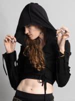 GALA BLACK-WOMEN WRAP CROP TOP LONG SLEEVES - Image 3