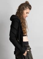 GALA BLACK-WOMEN WRAP CROP TOP LONG SLEEVES - Image 6