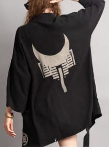 HOSHI WOMEN MIDI KIMONO BLACK