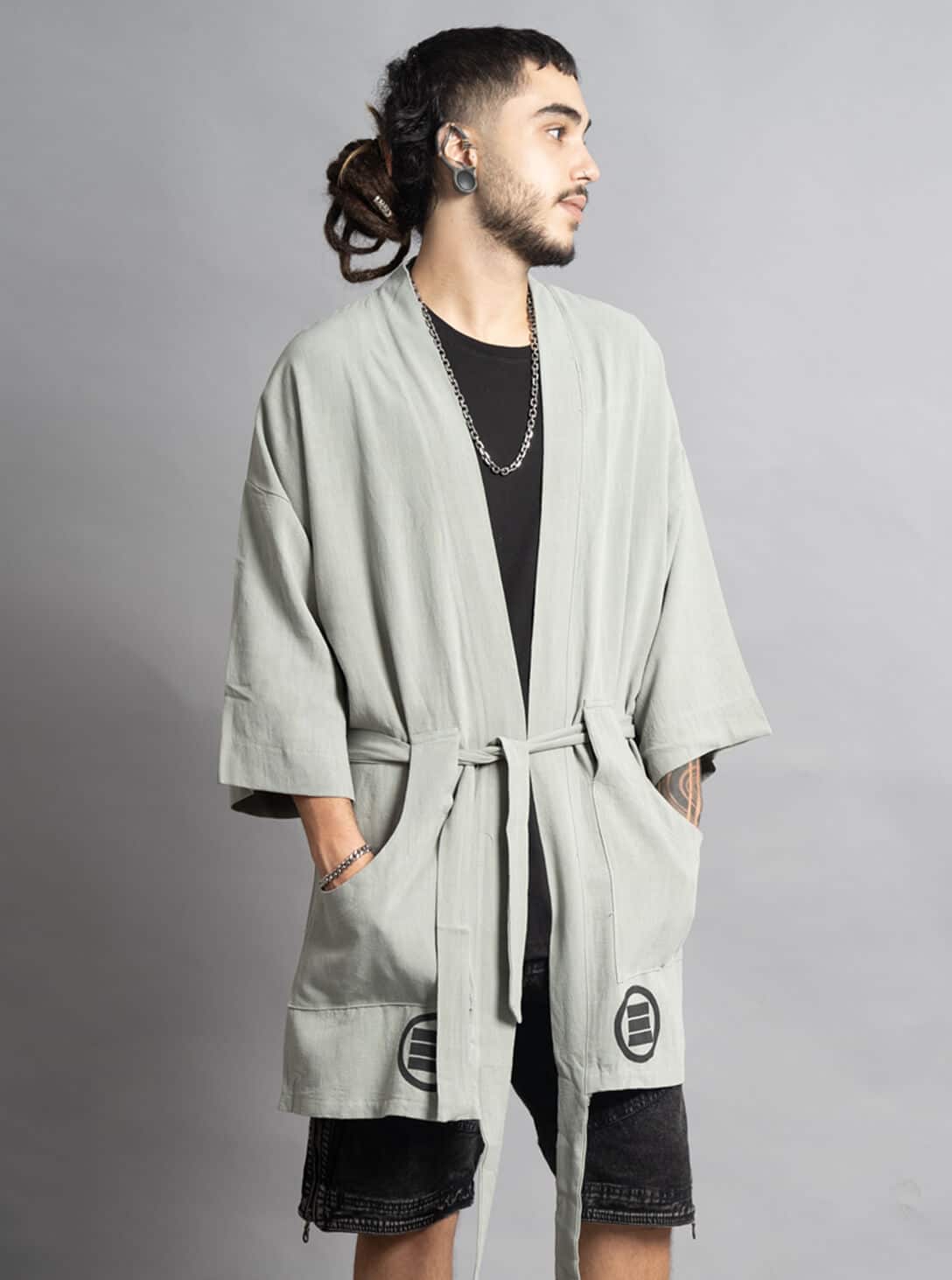 HOSHI-KIMONO-GREY-B_6 HOSHI MEN MIDI KIMONO BRUSHED GREY - Image 1