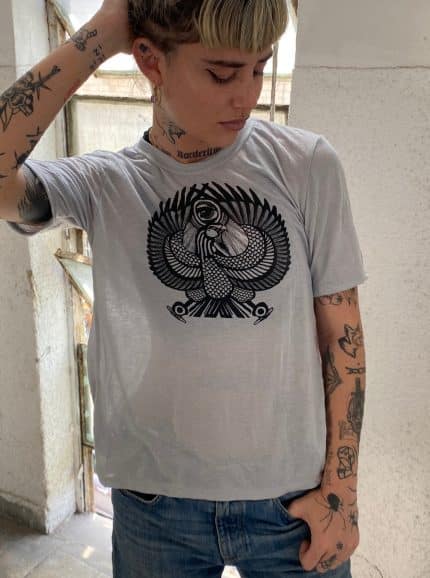 Horus Grey – women's psychedelic top for rave outfits | Plazmalab