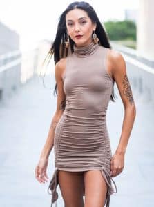 MORPH MINI DRESS BROWN