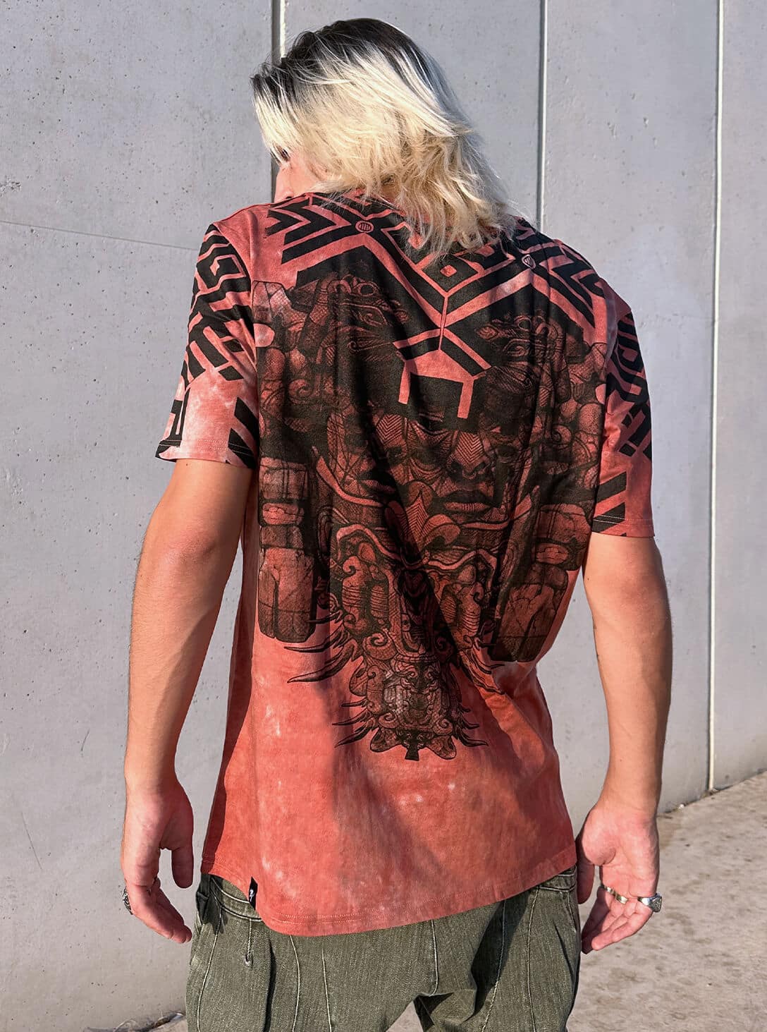 NAMELESS-TS-RED-GALAXY-5 NAMELESS MEN'S T-SHIRT ORANGE TIE DYE - Image 1