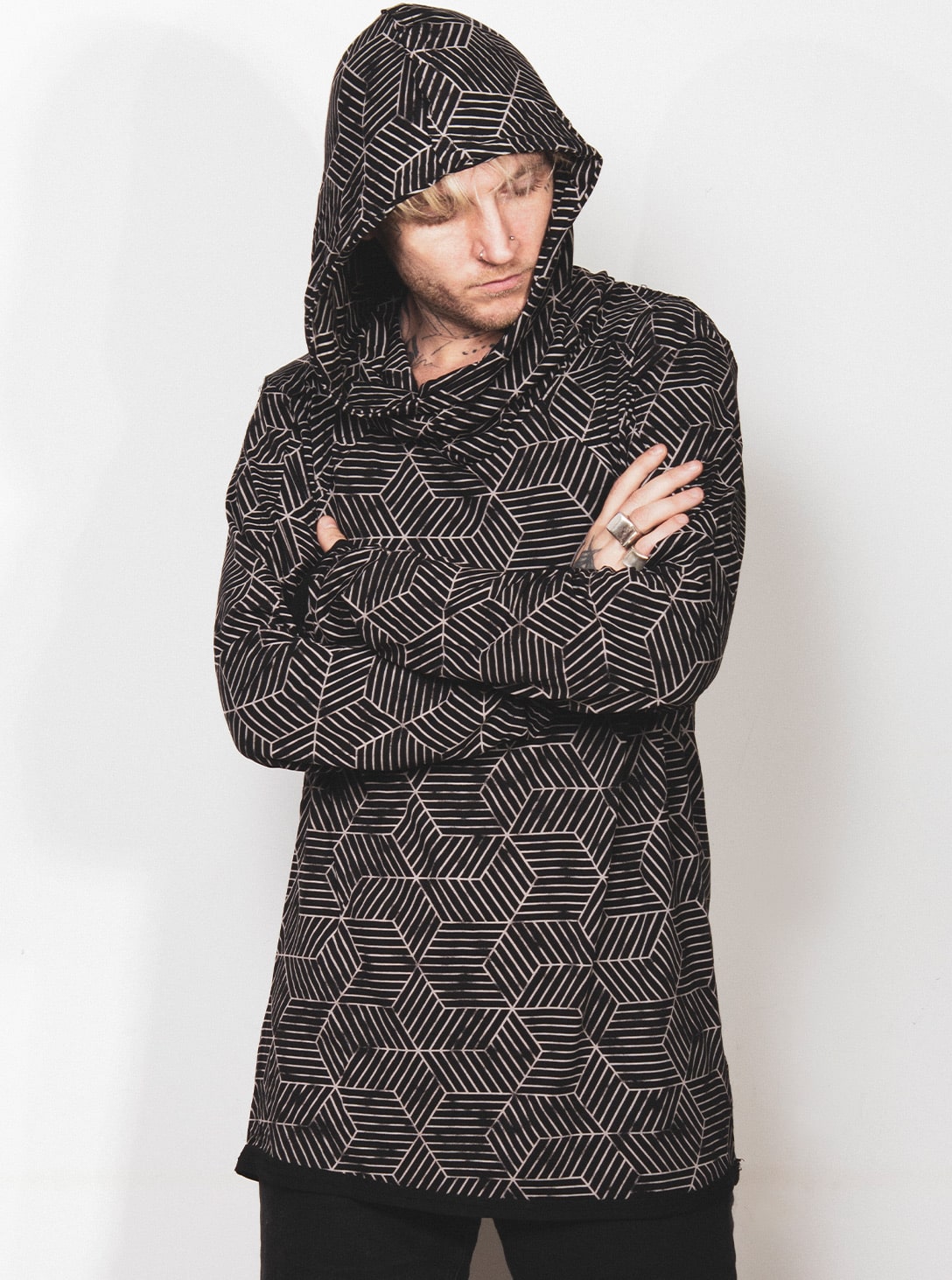 NOVE-BLACK-5 NOVE HOOD BLACK STRIPES - Image 1