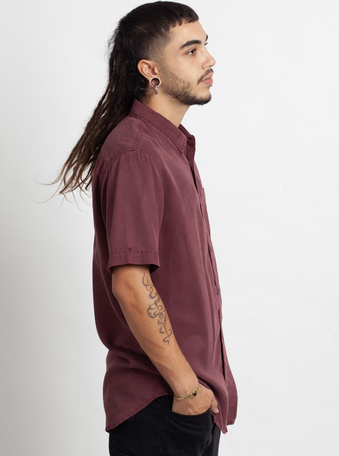 OR-BORDO4 OR BUTTON SHIRT BORDEAUX WASH - Image 1