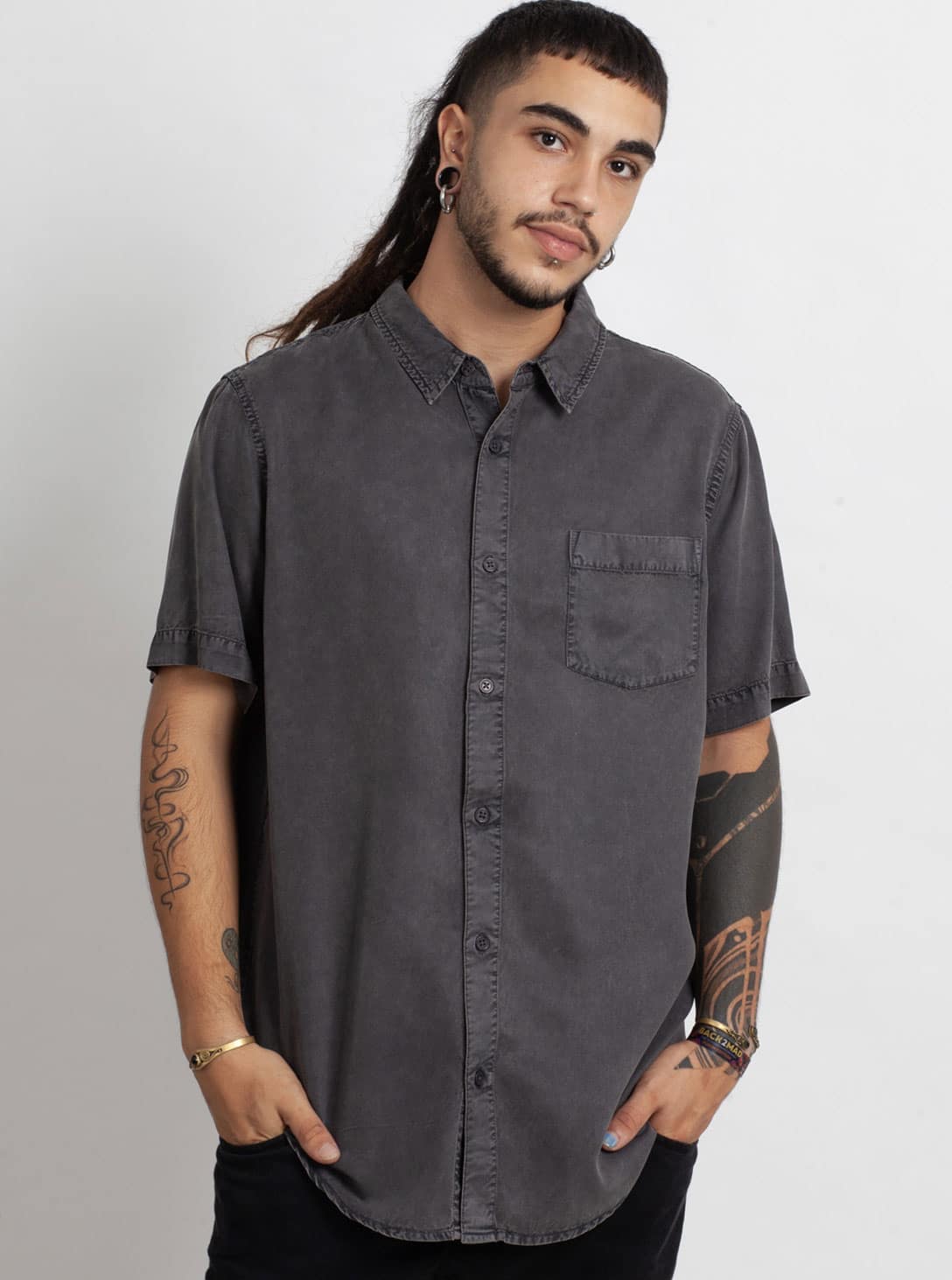 OR-GREY4(1) OR BUTTON SHIRT GREY WASH - Image 1