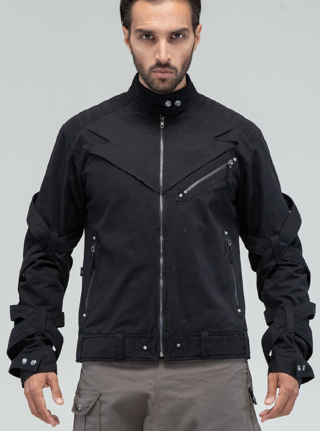 Otto-Man Biker Jacket BLK_0000_OBJ24 black sergio front Otto-Man Biker Jacket BLACK - Image 1