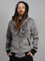 Samurai Cat MEN HOOD Grey MOULINE - Image 3
