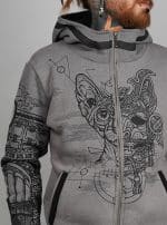 Samurai Cat MEN HOOD Grey MOULINE - Image 5