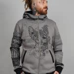 Samurai Cat MEN HOOD Grey MOULINE