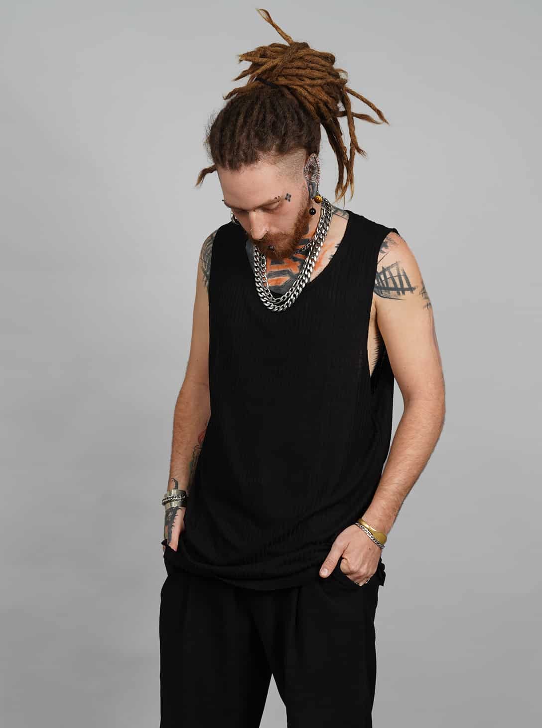 SHALVATA BLACK_0000s_0005_Layer 15 SHALVATA MEN'S TANK TOP BLACK - Image 1