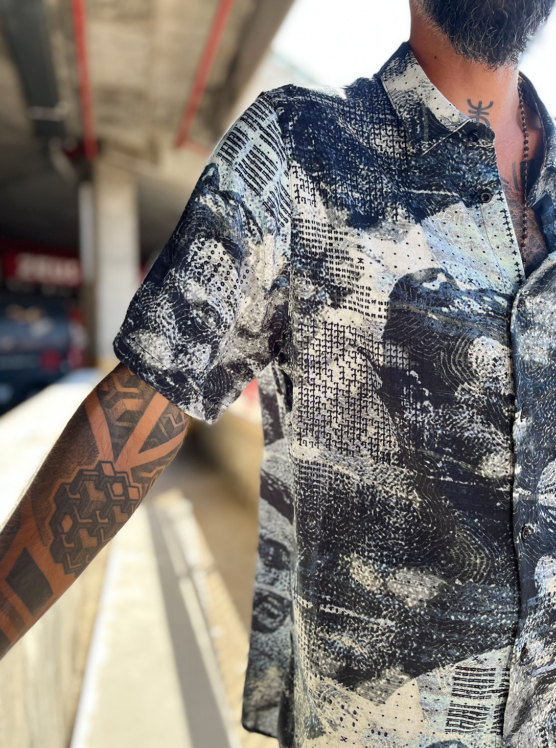 SUMO-MOSH-2 Sumo Waves Button Shirt Blue - Image 1