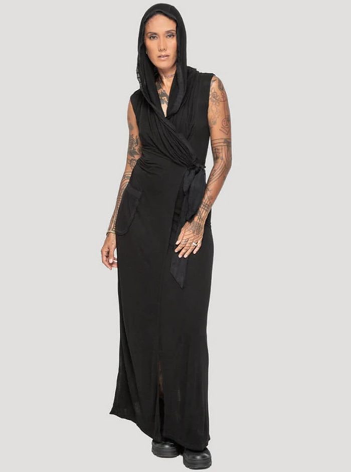 Sorcerer Ho-WOEMN WRAPED Maxi Dress BLACK - Image 4