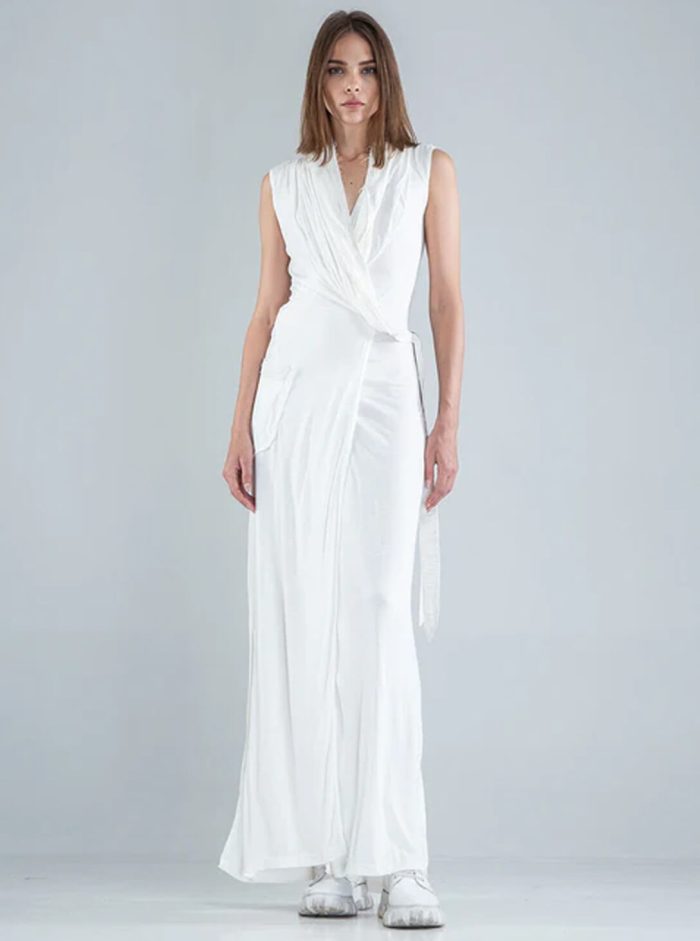 Sorcerer Ho-WOEMN WRAPED Maxi Dress OFFWHITE - Image 6