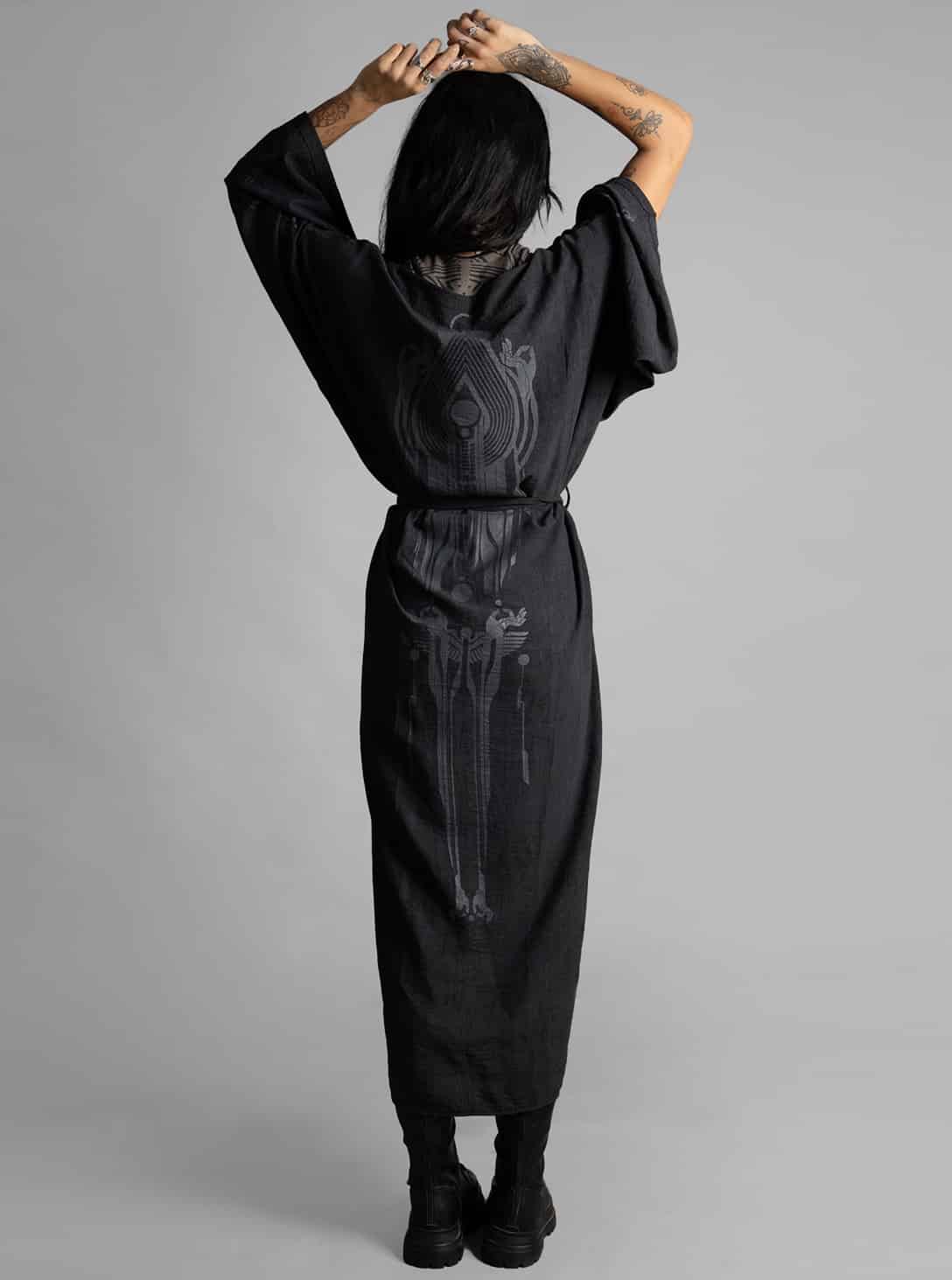 YUKATA BLK TEX DANA_0002_Layer 157 Yukata WOMEN KIMONO WASH Black - Image 1