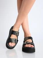 BRIGHTON buckle sandals BLACK