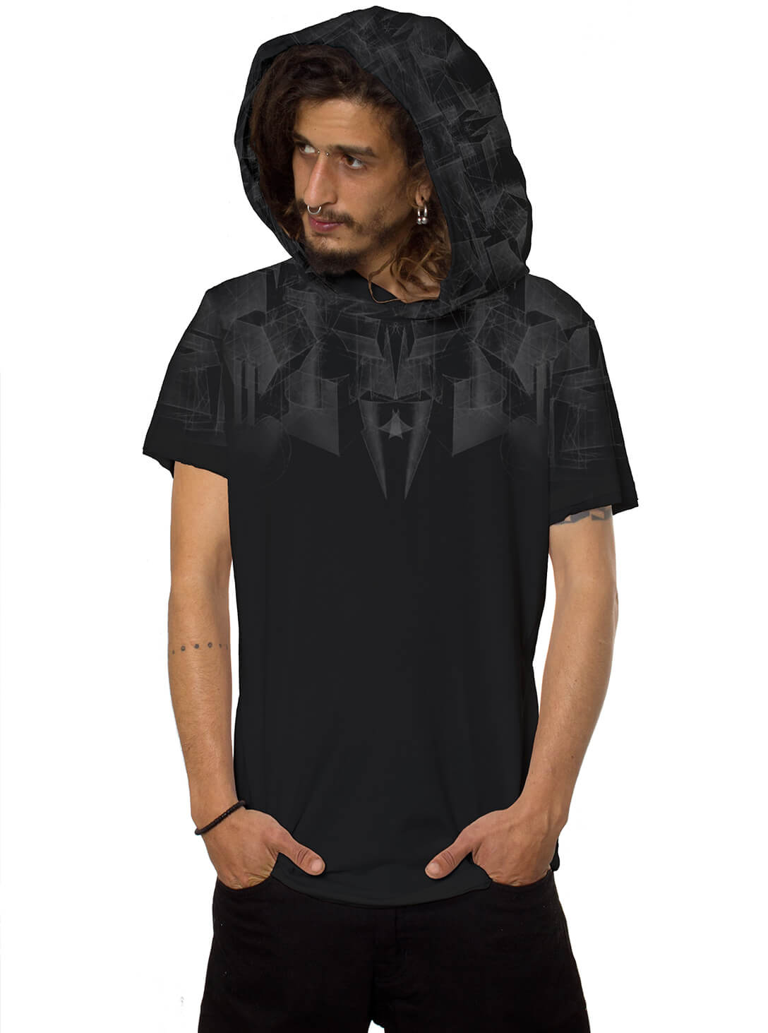 geomeister black2 geomeister SHIRT WITH HOOD black - Image 1