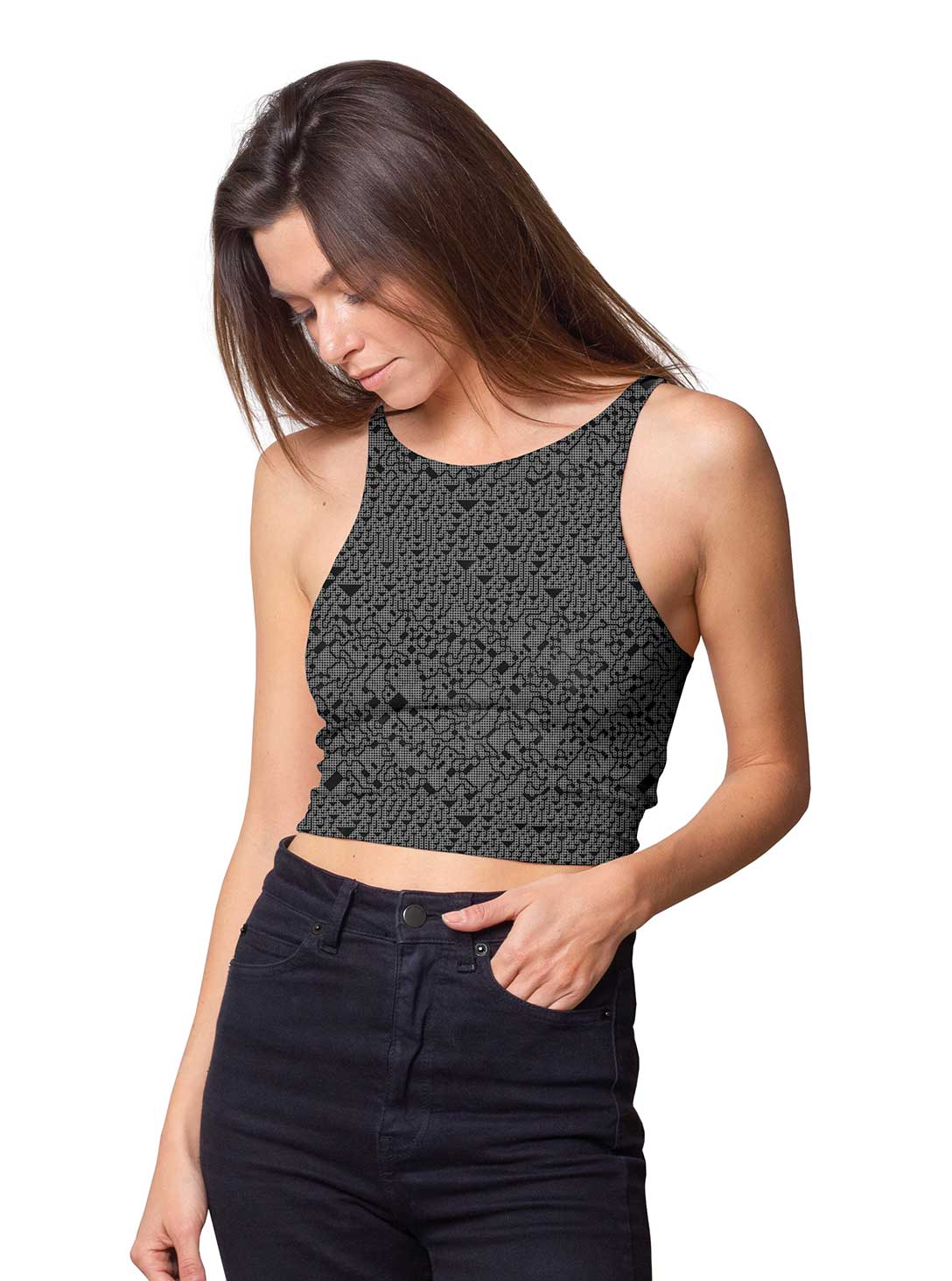 labirinth-black2 LABIRINTH WOMEN CROP TOP Black - Image 1