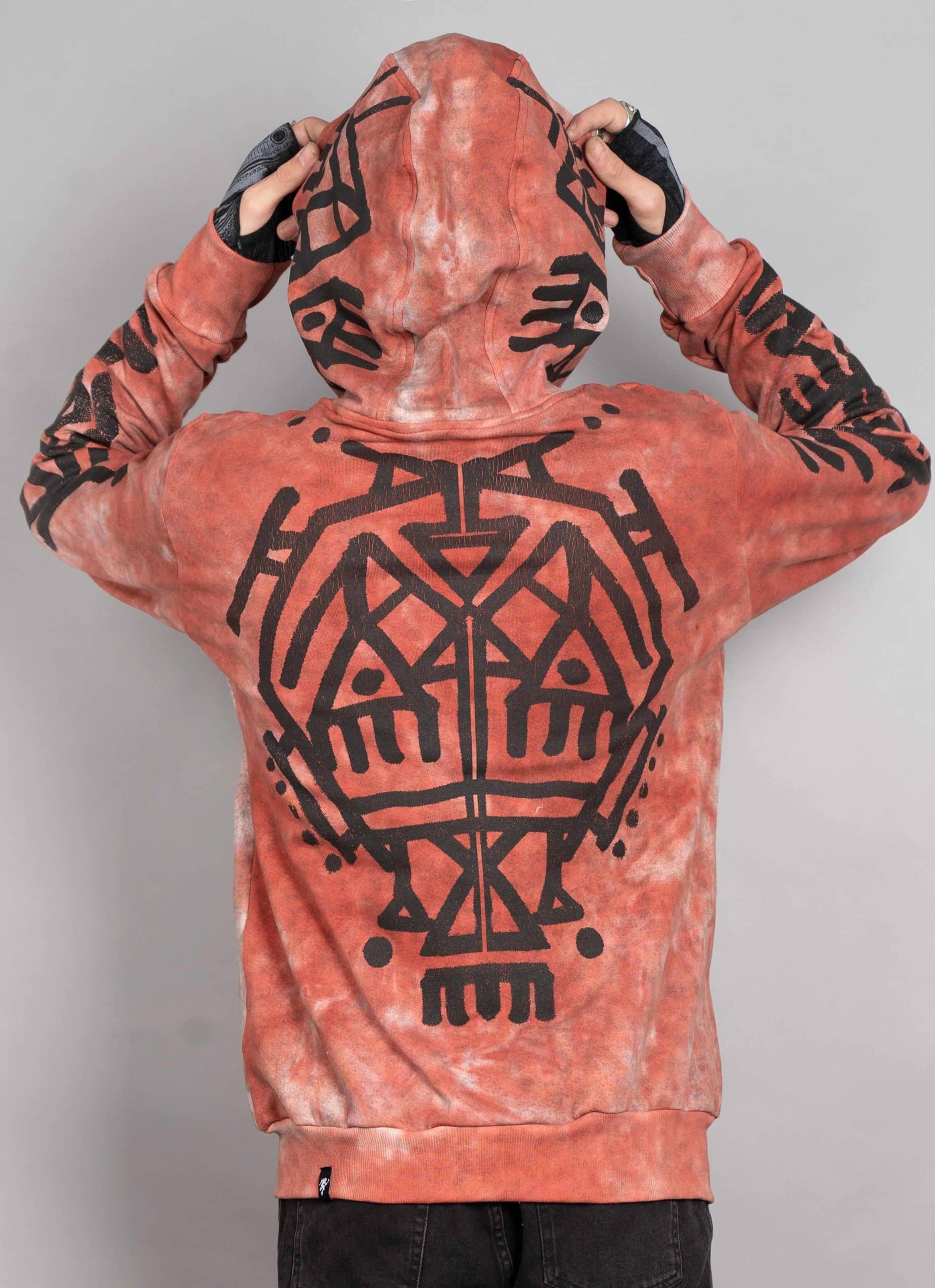 PALEO RED TD_0002_Layer 107 (1) PALEO MEN'S HOOD RED TIE DYE - Image 1