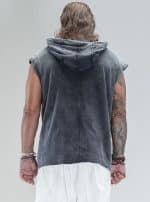 Rhino Sleeveless Baggy Hoodie Sweatshirt WASH BLACK - Image 2