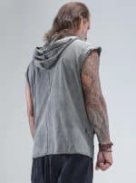 Rhino Sleeveless Baggy Hoodie Sweatshirt WASH GREY - Image 2