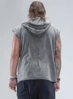 Rhino Sleeveless Baggy Hoodie Sweatshirt WASH GREY - Image 4