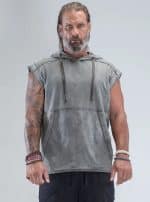 Rhino Sleeveless Baggy Hoodie Sweatshirt WASH GREY - Image 5