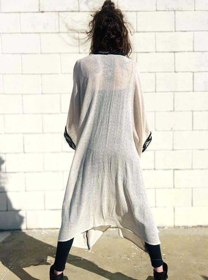 LONG OPEN PONCHO OFFWHITE - Image 11