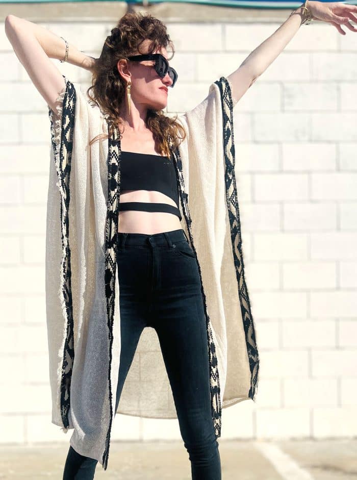 LONG OPEN PONCHO OFFWHITE - Image 3