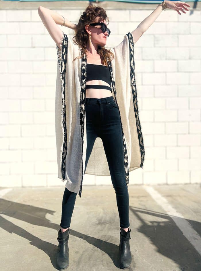LONG OPEN PONCHO OFFWHITE - Image 4