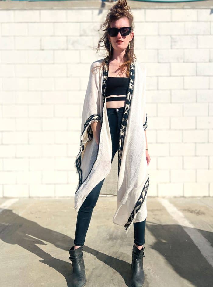 LONG OPEN PONCHO OFFWHITE - Image 5