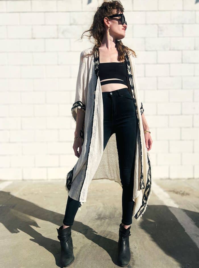 LONG OPEN PONCHO OFFWHITE - Image 7