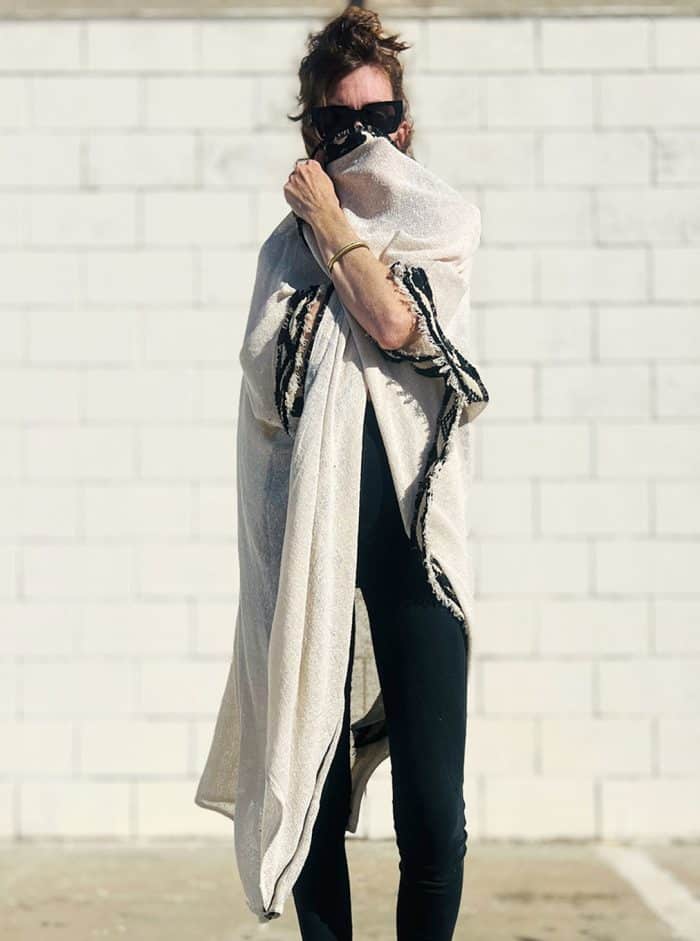 LONG OPEN PONCHO OFFWHITE - Image 8