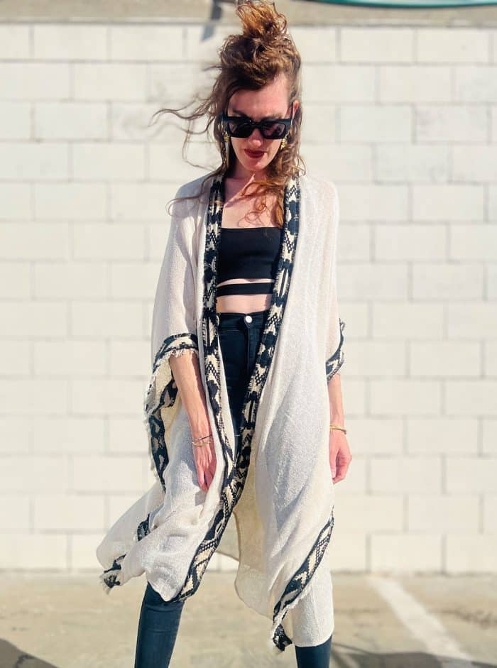 LONG OPEN PONCHO OFFWHITE - Image 9