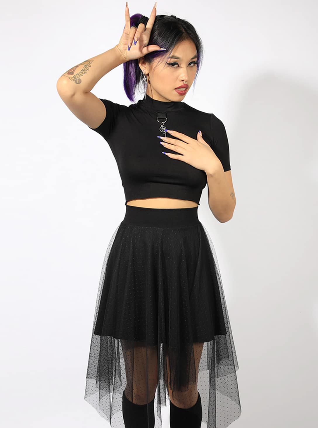 BLACK-65-1.jpg DARK PIXIE WOMEN'S SKIRT-BLACK - Image 1