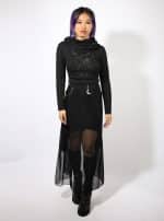 MOON WOMEN'S SKIRT- BLACK DOTS - Image 4