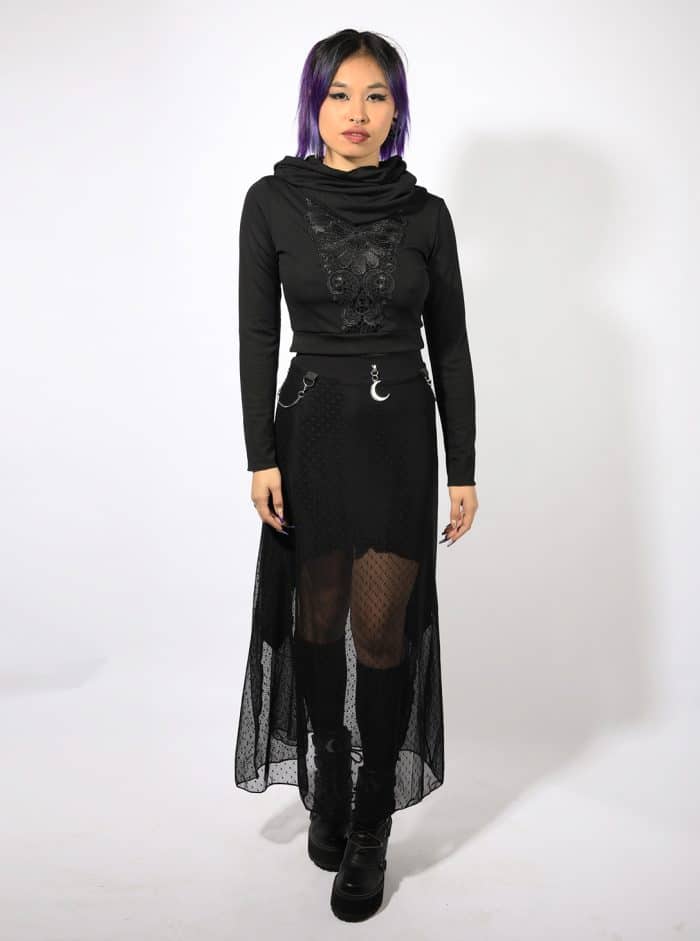 MOON WOMEN'S SKIRT- BLACK DOTS - Image 4