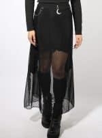 MOON WOMEN'S SKIRT- BLACK DOTS