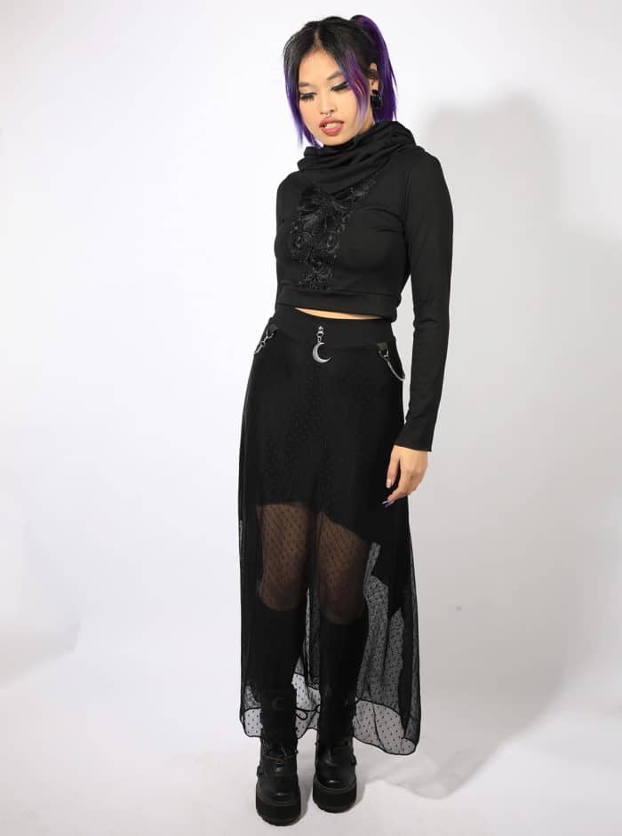 MOON WOMEN'S SKIRT- BLACK DOTS - Image 5