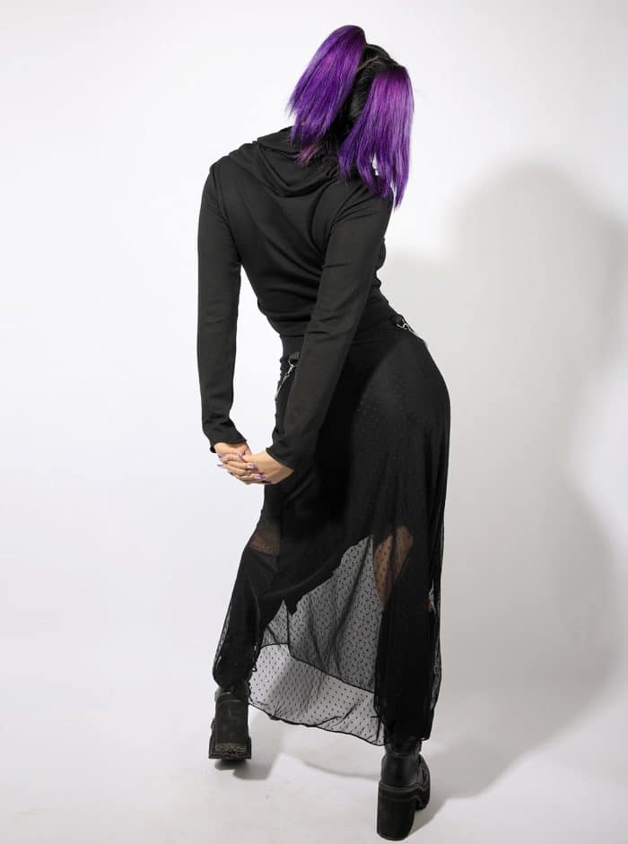 MOON WOMEN'S SKIRT- BLACK DOTS - Image 2