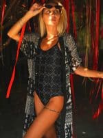 KIMONO DRESS BLACK AND WHITE - Image 2