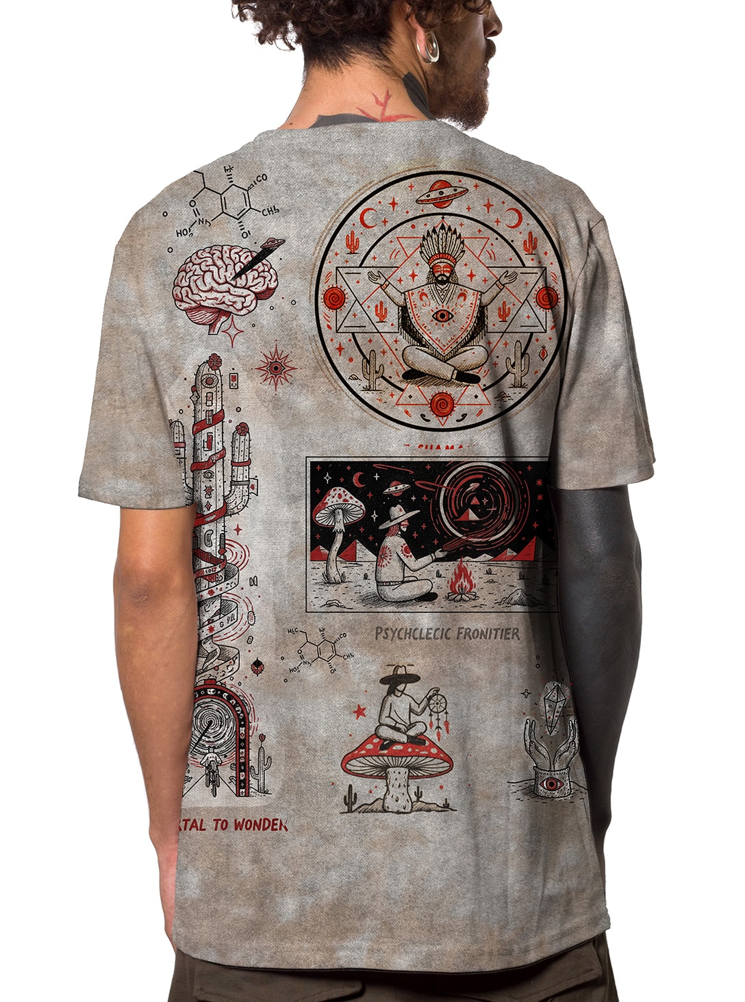 COSMIC-COBOW-8 COSMIC COWBOY MEN T-SHIRT GREY TEXTURE - Image 1